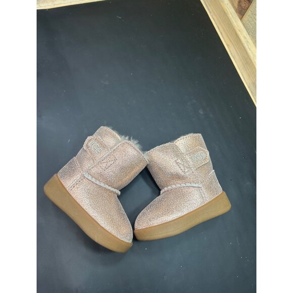 UGG Toddlers Keelan Rose Gold Metallic Glitter Sheepskin Booties Size 0/1 - Picture 4 of 7